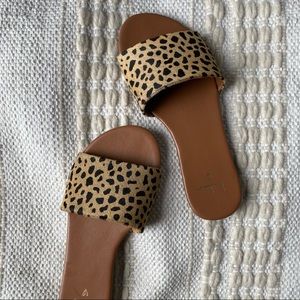Lulus Tara Leopard Calf Hair Slide Sandals Size 6 NWOT